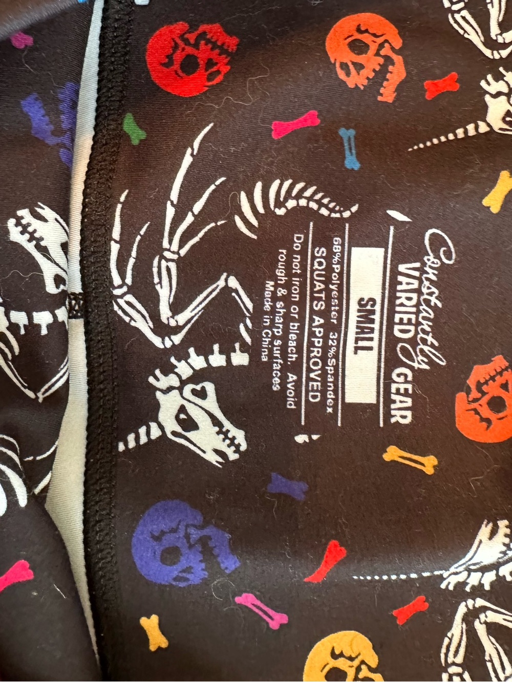 Constantly Varied Gear Women’s Black Shorts with Multicolor Skull & Bone Print - Picture 2 of 3